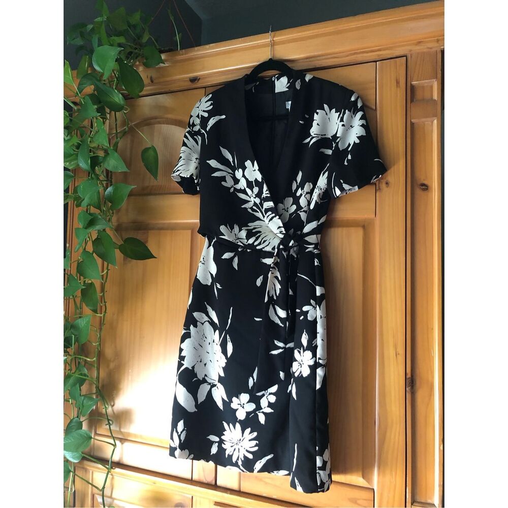 Coldwater Creek Black and White Floral Midi Dress